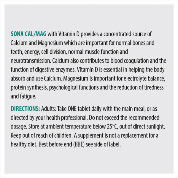 Sona Cal / Mag With Vitamin D 60 Oad Tablets - Image 3