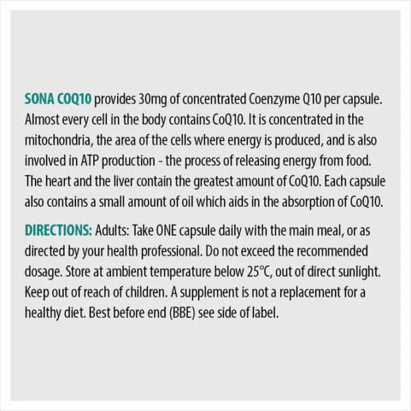 Sona Coq10 30mg 30 Oad Capsules - Image 3