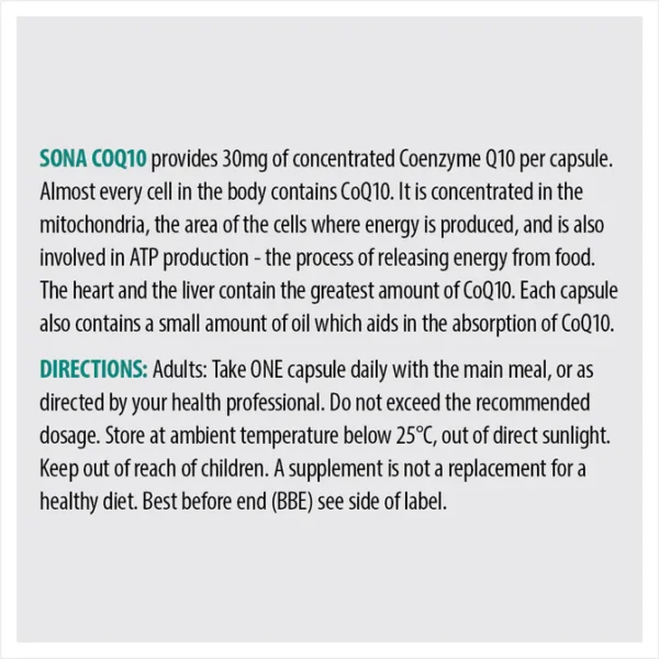 Sona Coq10 30mg 30 Oad Capsules - Image 3