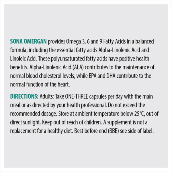 Sona Omergan Omega 3-6-9 30 Capsules - Image 3