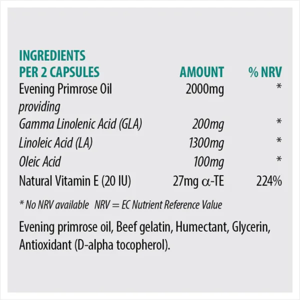 Sona Super Evening Primrose Oil 1000mg 10% Gla 30 Capsules - Image 2