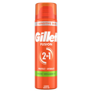 Gillette Fusion 2 In 1 Shaving Gel Sensitive With Almond Oil 200ml