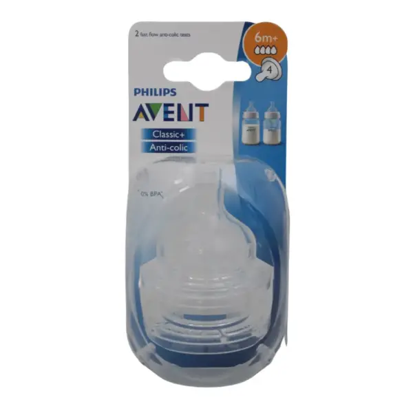 Avent 6m+  Classic Fast Flow Anti-colic Teats 2 Pack Avt0007