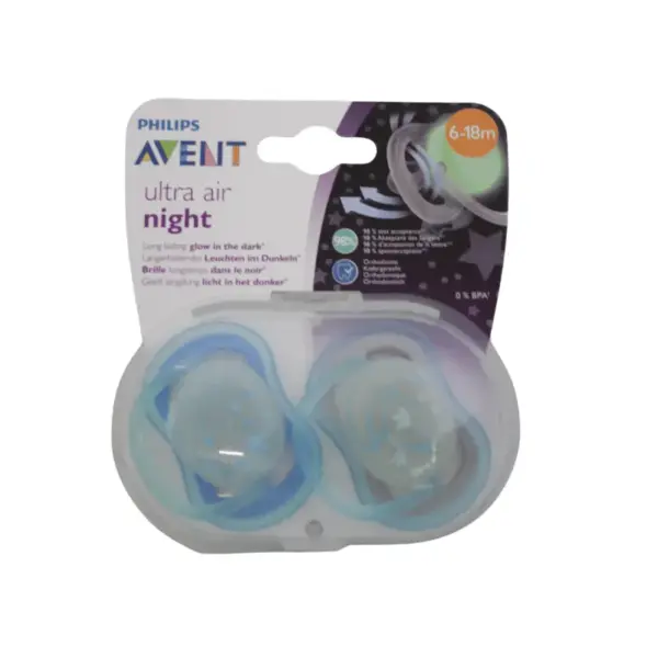 Avent Ultra Air Night 6-18m Boys Soother 2 Pack