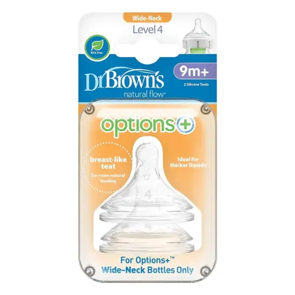 Dr Browns Wide Neck Level 4 9m+ Teat 2 Pack Drb0008