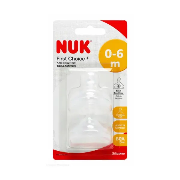 Nuk First Choice+ 0-6m Anti-colic- Teat 2 Pack Nuk0012