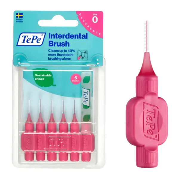 Tepe Size 0 Pink Interdental Brush 6 Pack
