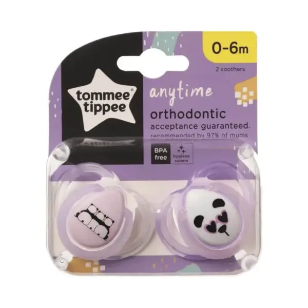 Tommee Tippee Anytime Orthodontic 0-6m Soother 2 Pack Tom0003