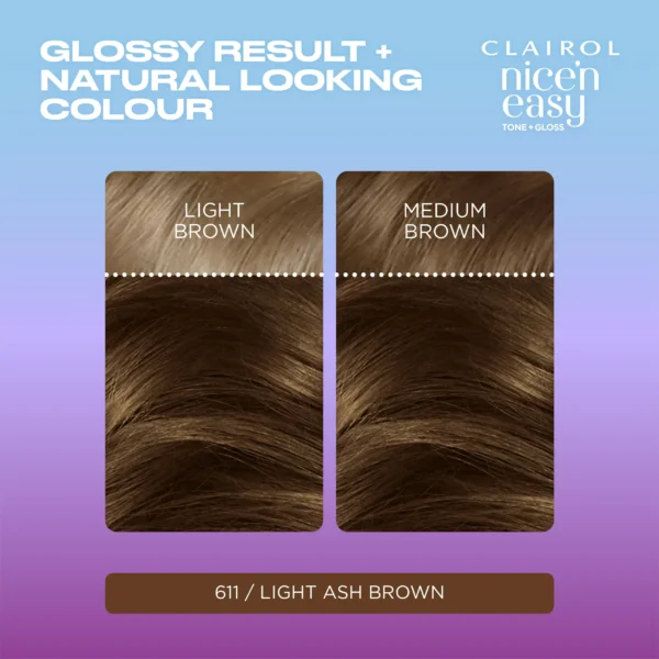 CLAIROL NICE'N EASY TONE & GLOSS (611/ 75) LIGHT ASH BROWN - Image 4