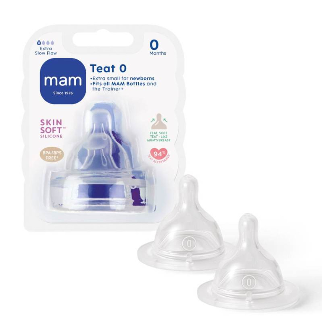 Mam Teat 1 (slow Flow) 2 Pack (0+ Months)