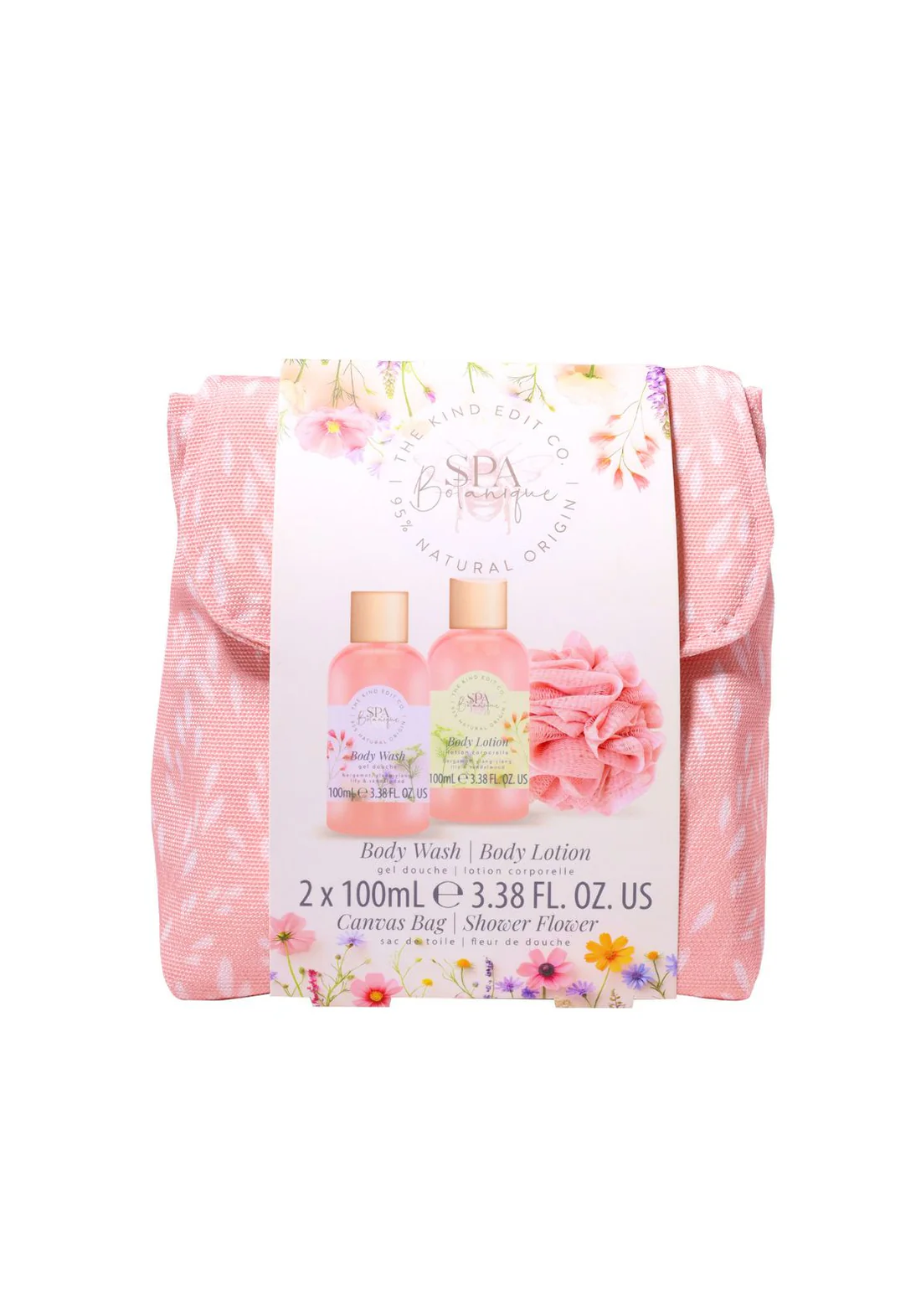 Spa Botanique Mini Shower 100ml Body Wash + 100ml Body Lotion + Shower Puff