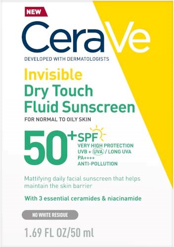 Cerave Invisible Dry Touch Fluid Facial Sunscreen Spf 50 50ml