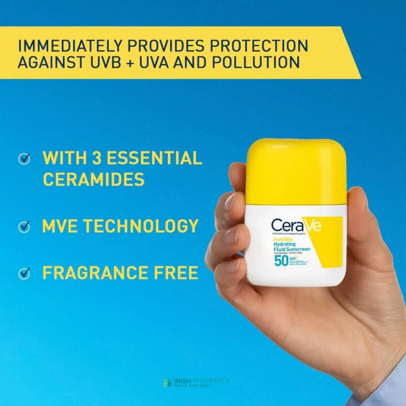 Cerave Invisible Hydrating Fluid Facial Sunscreen Spf 50 50ml - Image 2