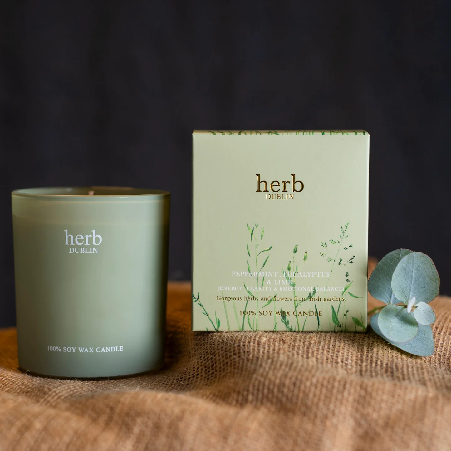 Herb Dublin Peppermint, Eucalyptus & Lime Soy Wax Candle - Image 2