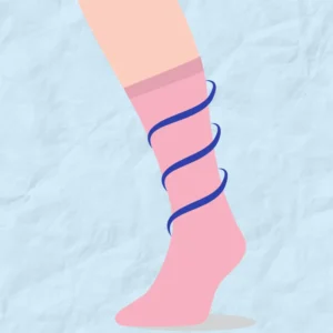 Illustrated graphic of compression socks. Measurements taken in privacy of consultation room.