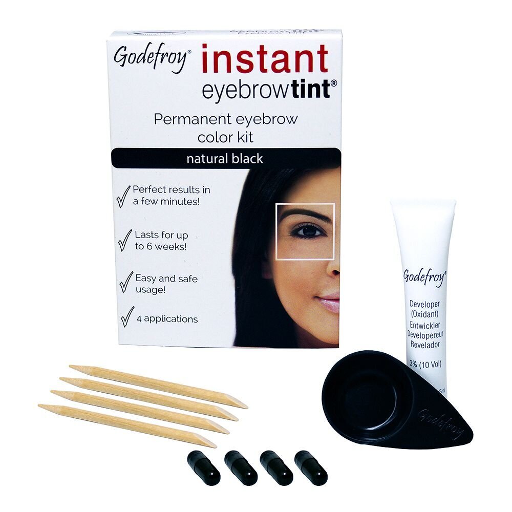 Godefroy Instant Eyebrow Tint Permanent Eyebrow Colour Kit Natural Black