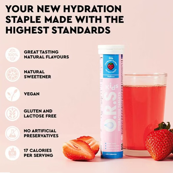O.r.s Kids Hydration Tablets Strawberry Flavour 24 Soluble Tablets - Image 2