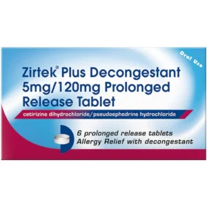 Zirtek + Decongestant 5mg/120mg 6 Tablets