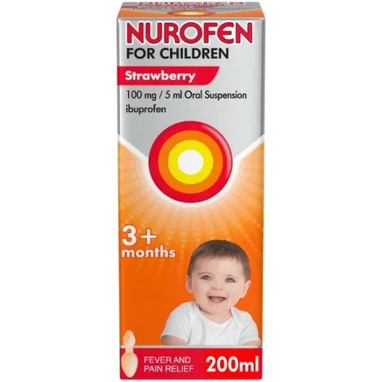 Nurofen For Children 100mg/5ml Oral Suspension 3+ Months Strawberry 200ml
