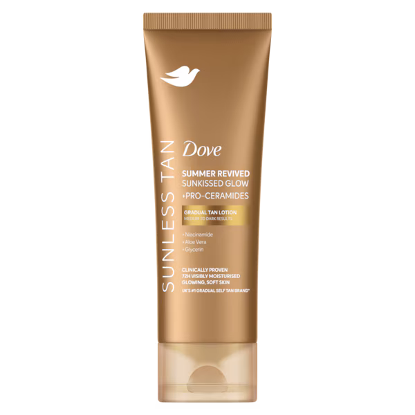 Dove Sunless Tan Summer Revived Gradual Tan Lotion Medium To Dark 200ml