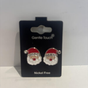 Gentle Touch Christmas Earrings Crystal Santa Face