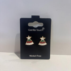 Gentle Touch Christmas Earrings Enamel White Christmas Tree