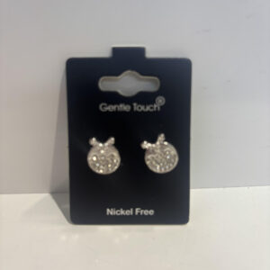 Gentle Touch Christmas Earrings Crystal Silver Pudding